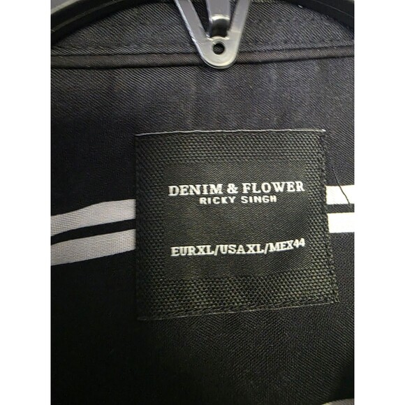 DENIM & FLOWER RICKY SINGH Men's Short Sleeve Striped Button Up Shirt XL - Picture 3 of 5